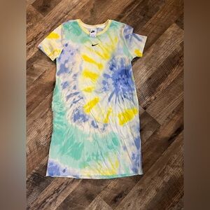 Nike Tie-Dye T-Shirt Dress - Yellow, Blue & Mint